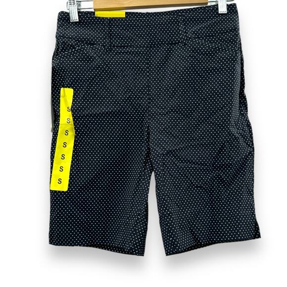 Hilary Radley Black & White Polka Dot Print High Rise Knee Length Shorts‎ Sz S - Picture 1 of 7